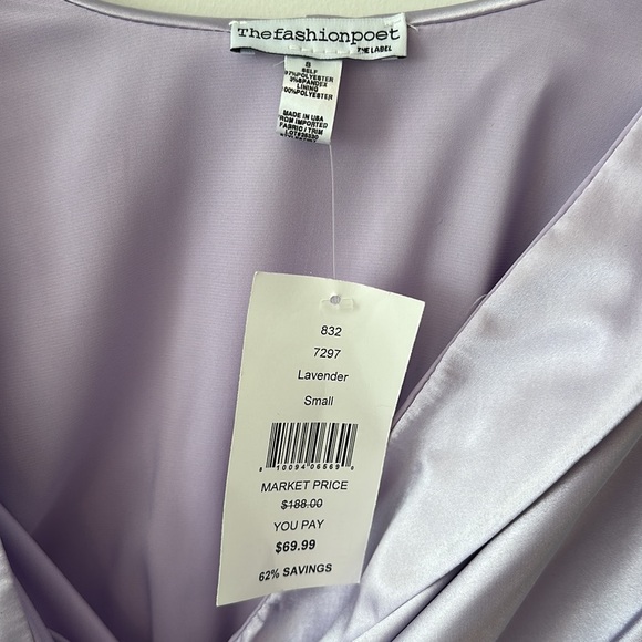 NWT LAVENDER SILK MINI DRESS - Picture 3 of 4